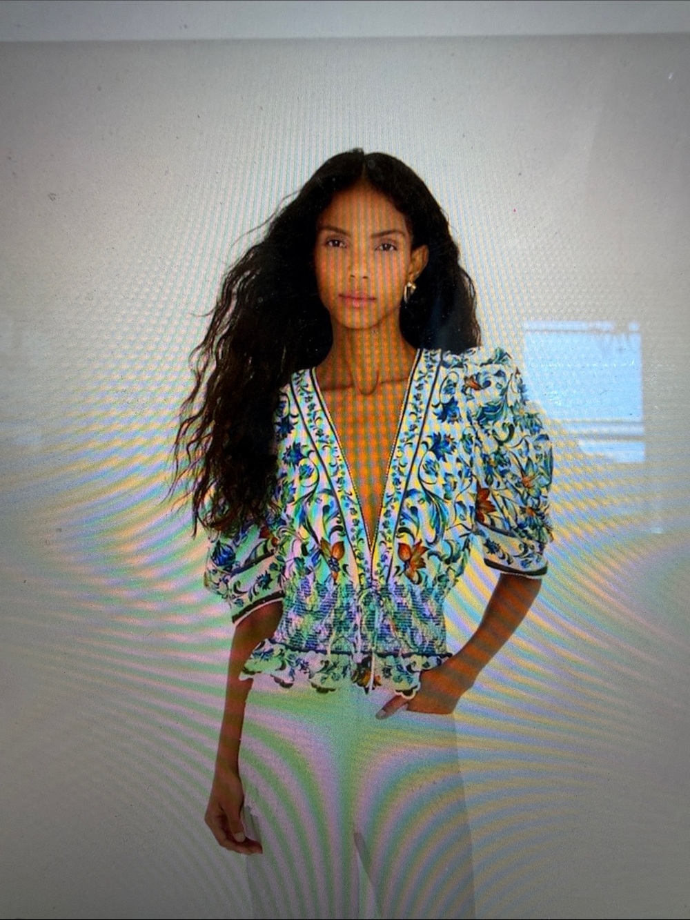 FARM Rio Flora Tile Off-White Blouse - Picture 2 of 6